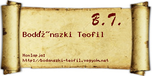 Bodánszki Teofil névjegykártya